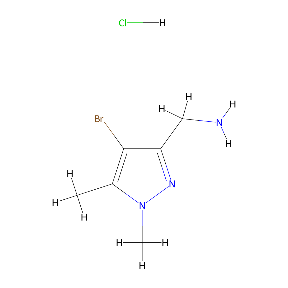 (4-Bromo-1,5-dimethylpyrazol-3-yl)methanamine;hydrochloride molecular structure, CAS 2445791-64-8
