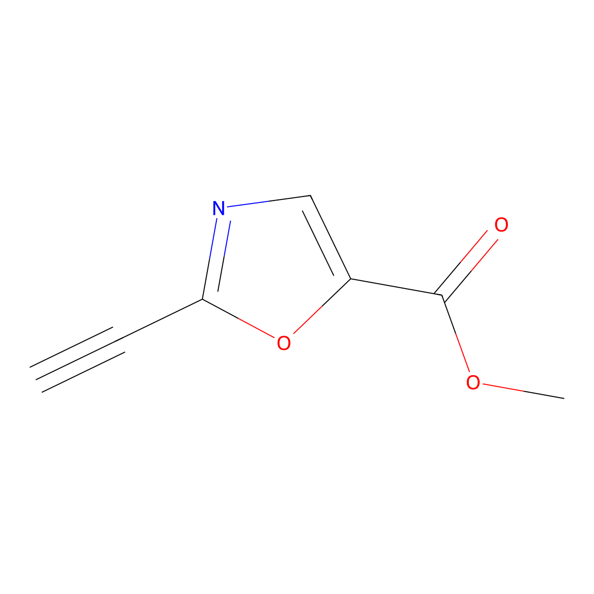 Methyl 2-ethynyl-1,3-oxazole-5-carboxylate molecular structure, CAS 2445791-76-2