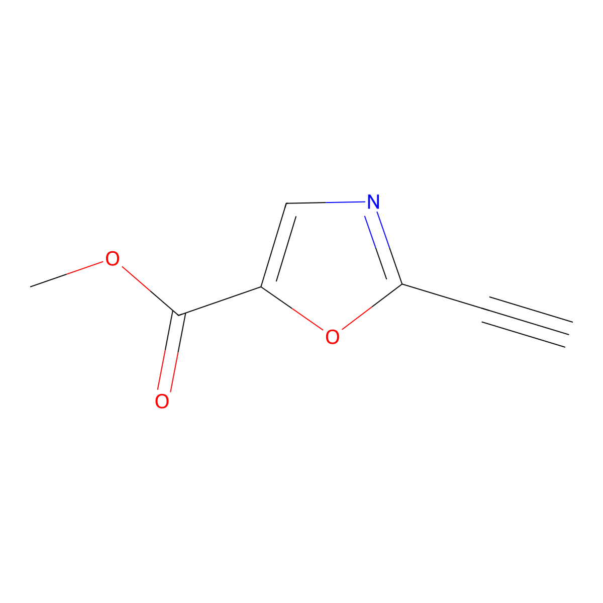 Methyl 2-ethynyl-1,3-oxazole-5-carboxylate molecular structure, CAS 2445791-76-2