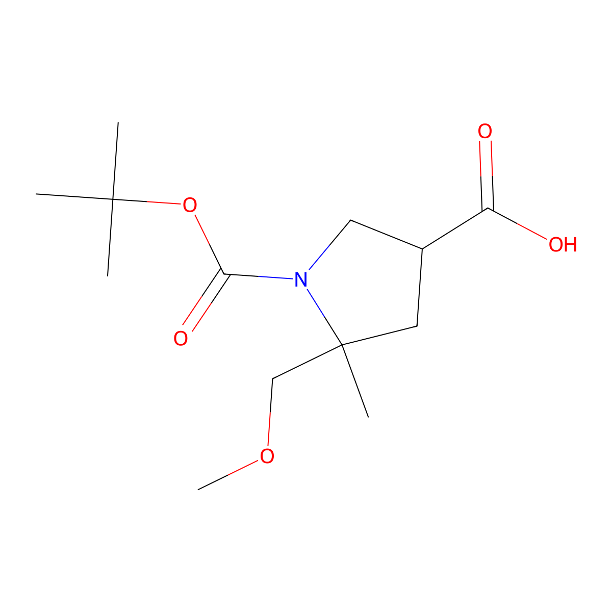 1-[(Tert-butoxy)carbonyl]-5-(methoxymethyl)-5-methylpyrrolidine-3-carboxylic acid molecular structure, CAS 2445791-82-0