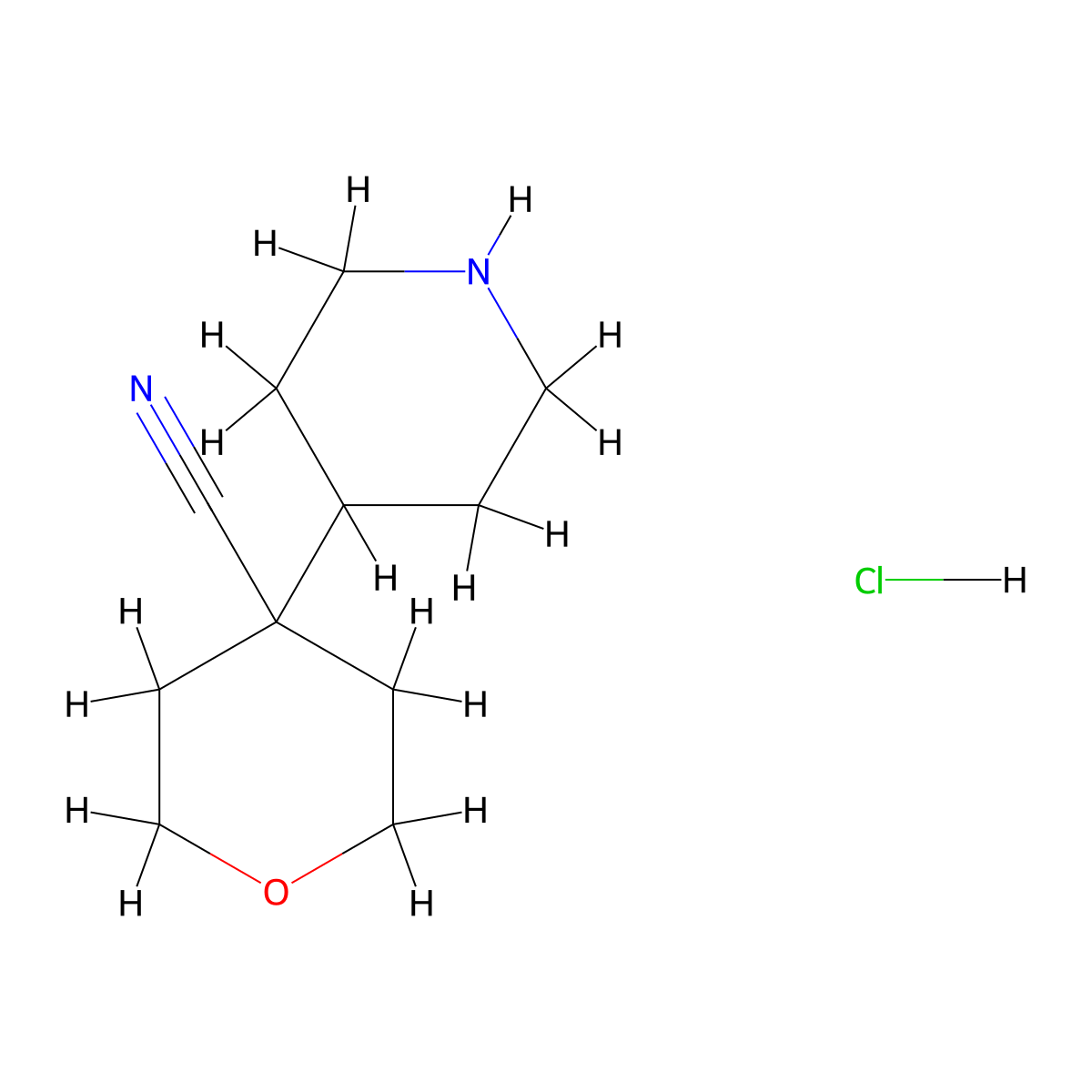 4-(Piperidin-4-yl)oxane-4-carbonitrilehydrochloride molecular structure, CAS 2445791-88-6