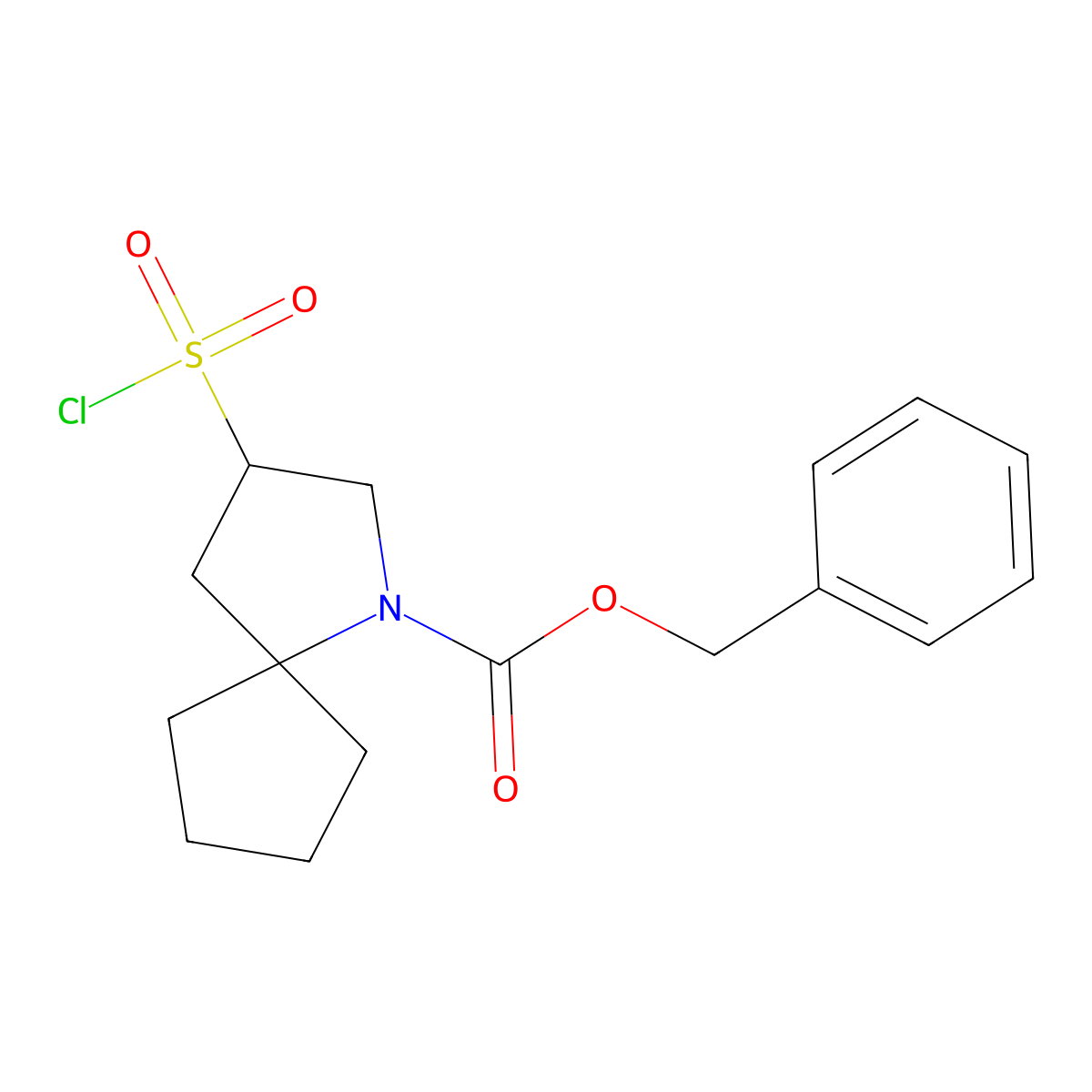 Benzyl 3-(chlorosulfonyl)-1-azaspiro[4.4]nonane-1-carboxylate molecular structure, CAS 2445791-89-7