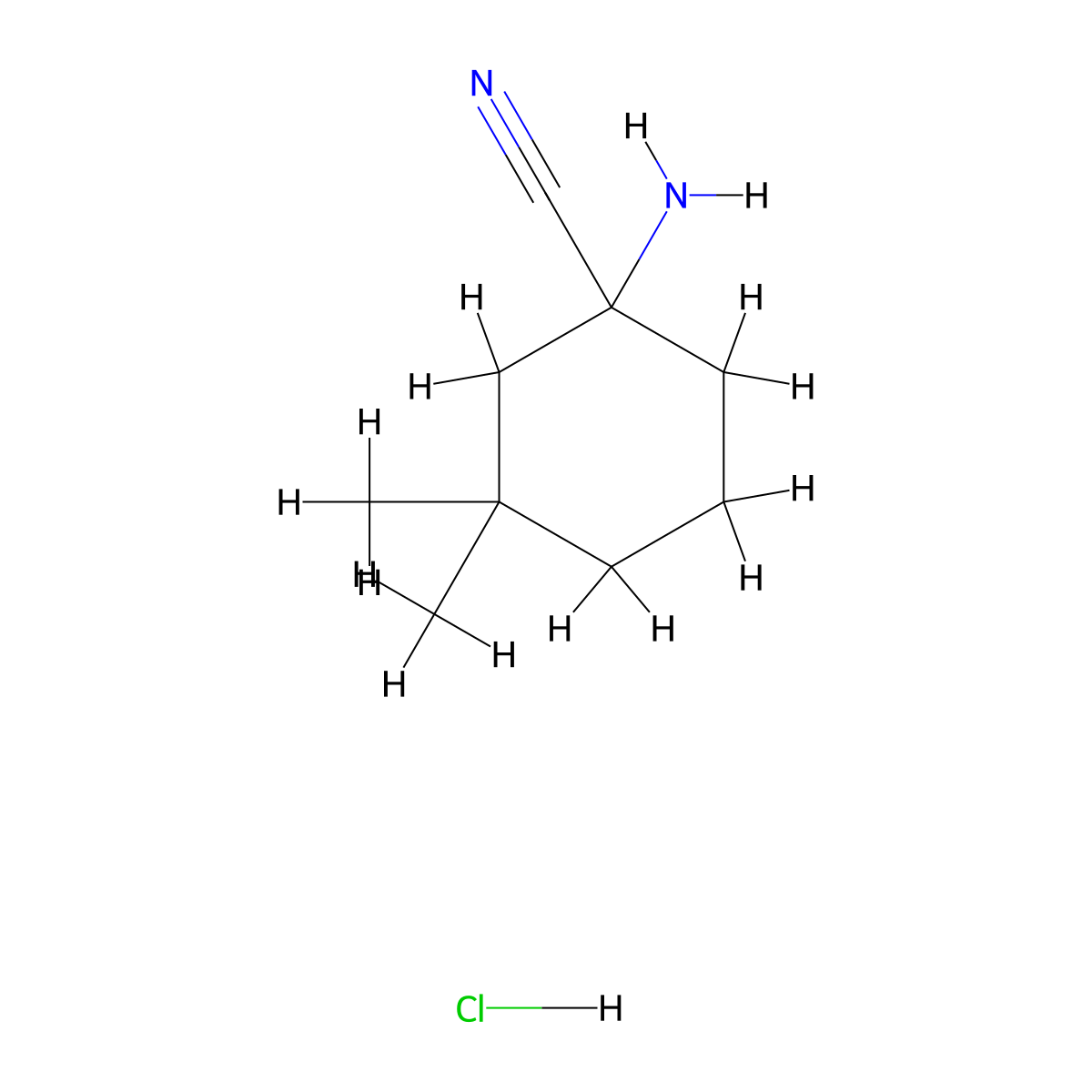 1-Amino-3,3-dimethylcyclohexane-1-carbonitrile;hydrochloride molecular structure, CAS 2445791-96-6