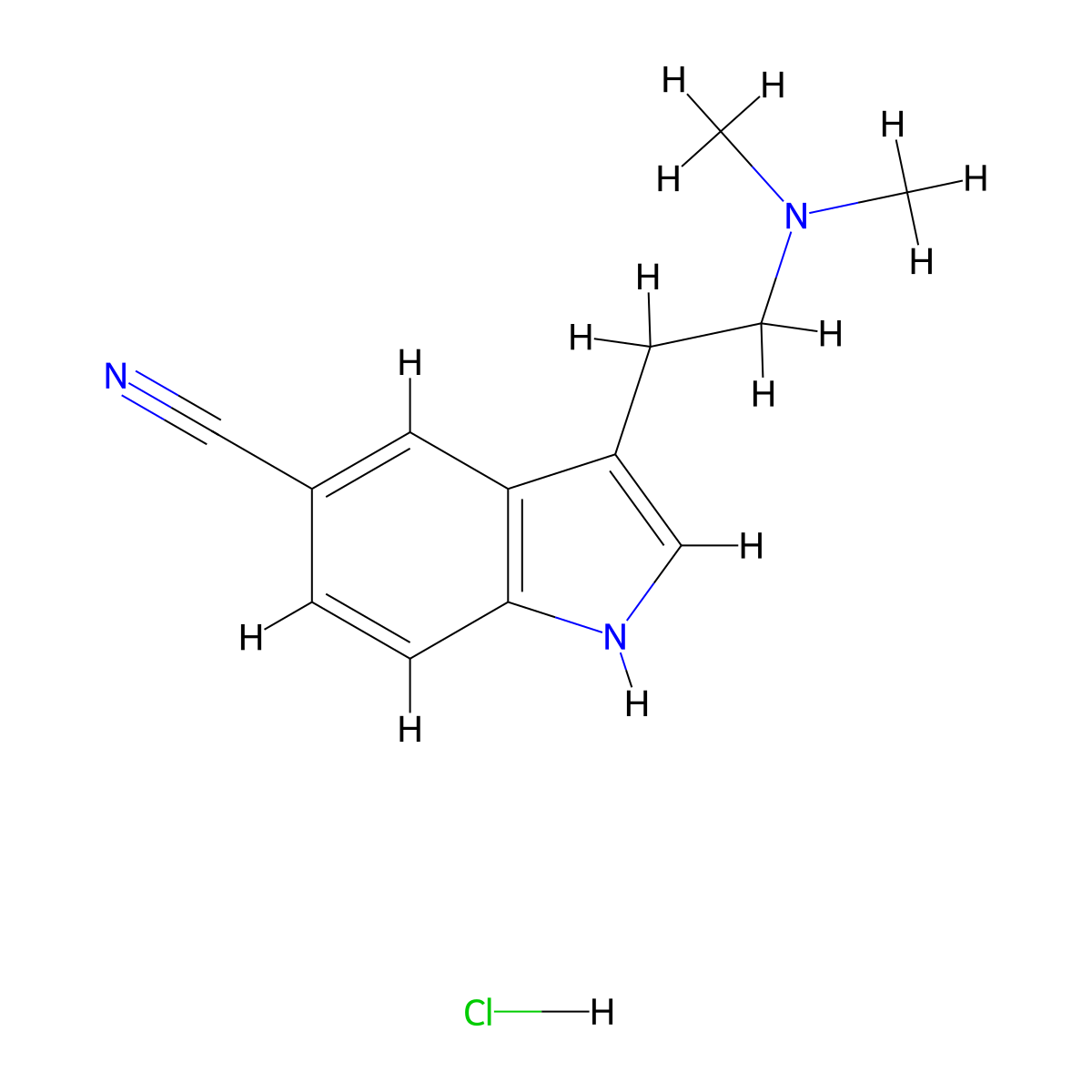 3-[2-(dimethylamino)ethyl]-1H-indole-5-carbonitrilehydrochloride molecular structure, CAS 2445791-98-8