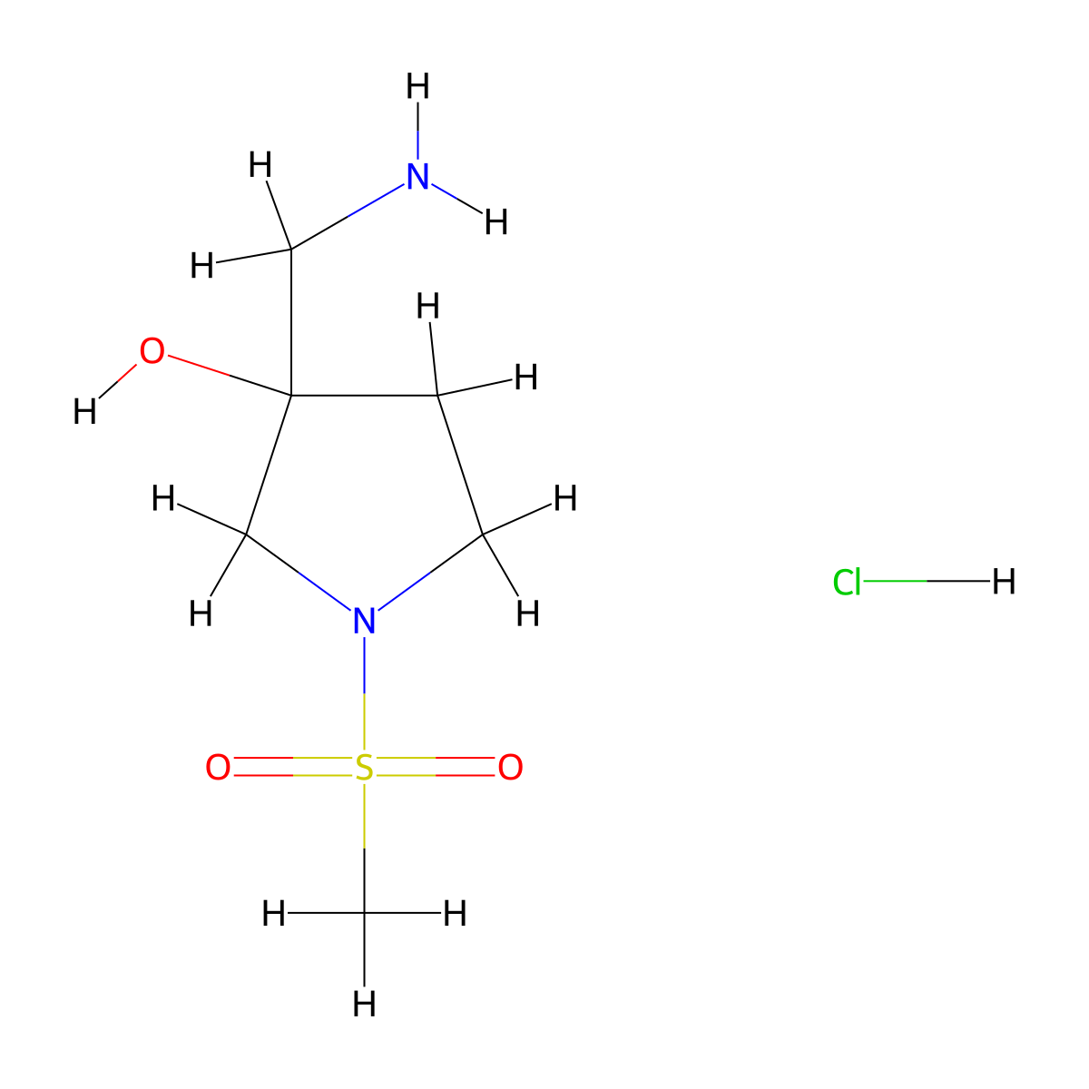 3-(Aminomethyl)-1-methanesulfonylpyrrolidin-3-ol hydrochloride molecular structure, CAS 2445792-32-3