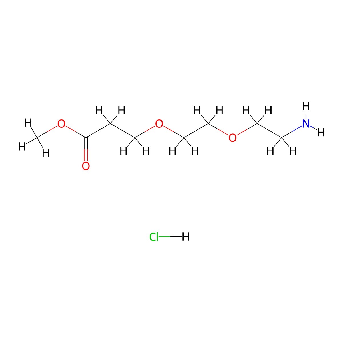 Methyl 3-(2-(2-aminoethoxy)ethoxy)propanoate hydrochloride molecular structure, CAS 2445792-37-8
