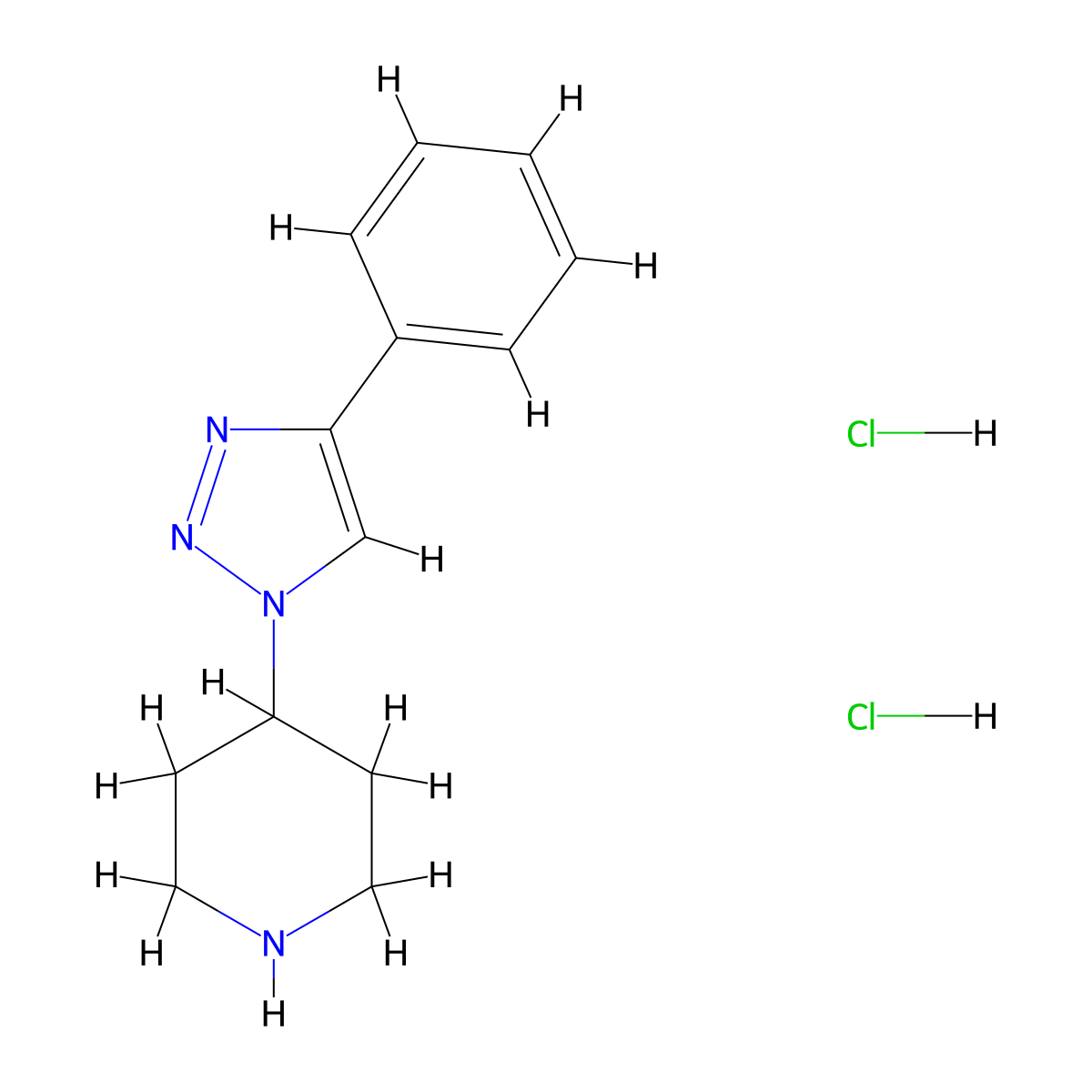 4-(4-phenyl-1H-1,2,3-triazol-1-yl)piperidine dihydrochloride molecular structure, CAS 2445792-39-0