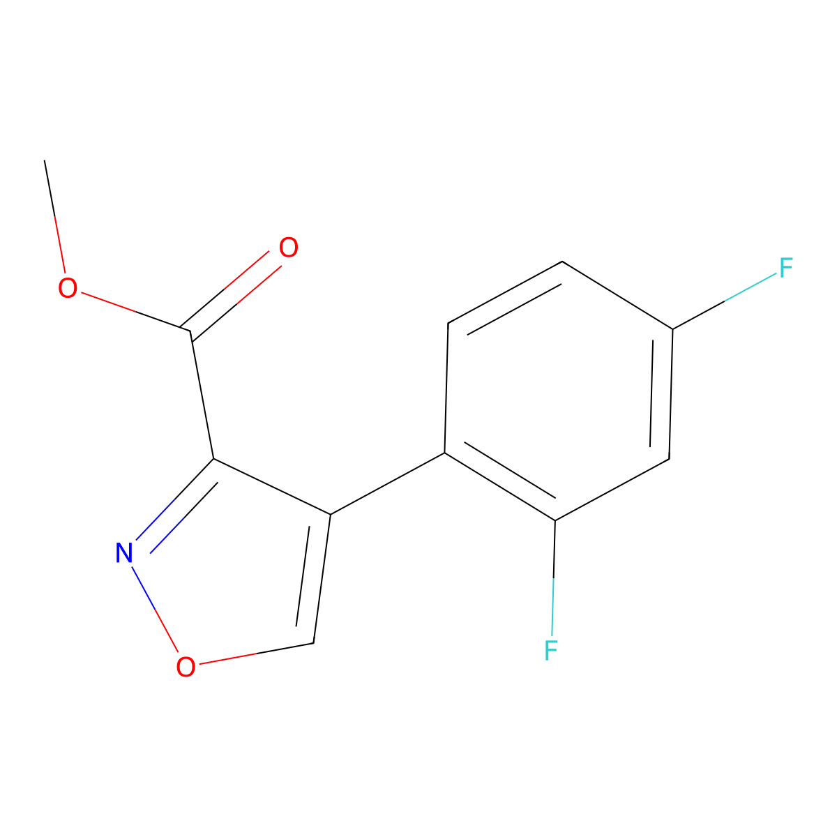 Methyl 4-(2,4-difluorophenyl)-1,2-oxazole-3-carboxylate molecular structure, CAS 2445792-69-6