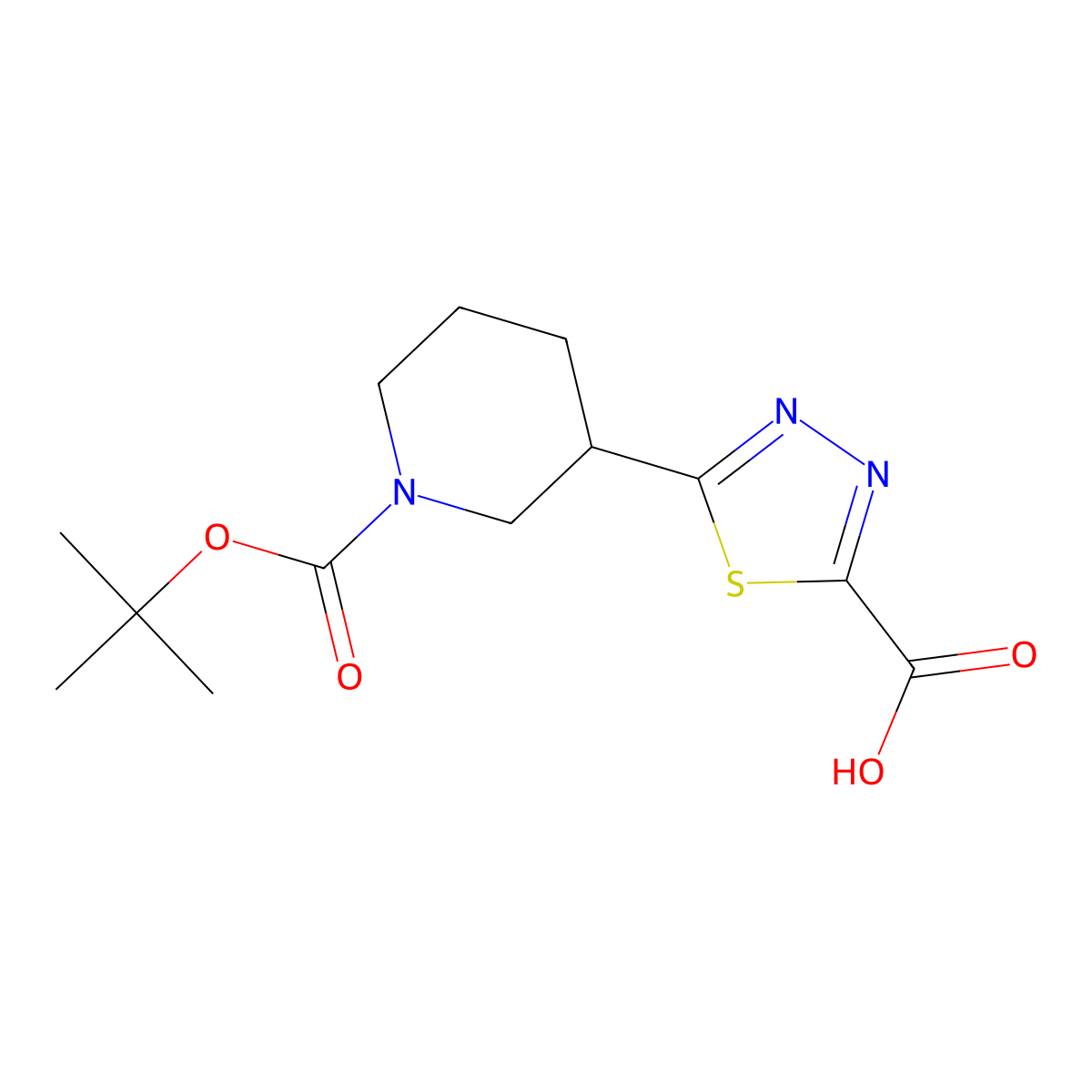 5-{1-[(Tert-butoxy)carbonyl]piperidin-3-yl}-1,3,4-thiadiazole-2-carboxylic acid molecular structure, CAS 2445792-75-4