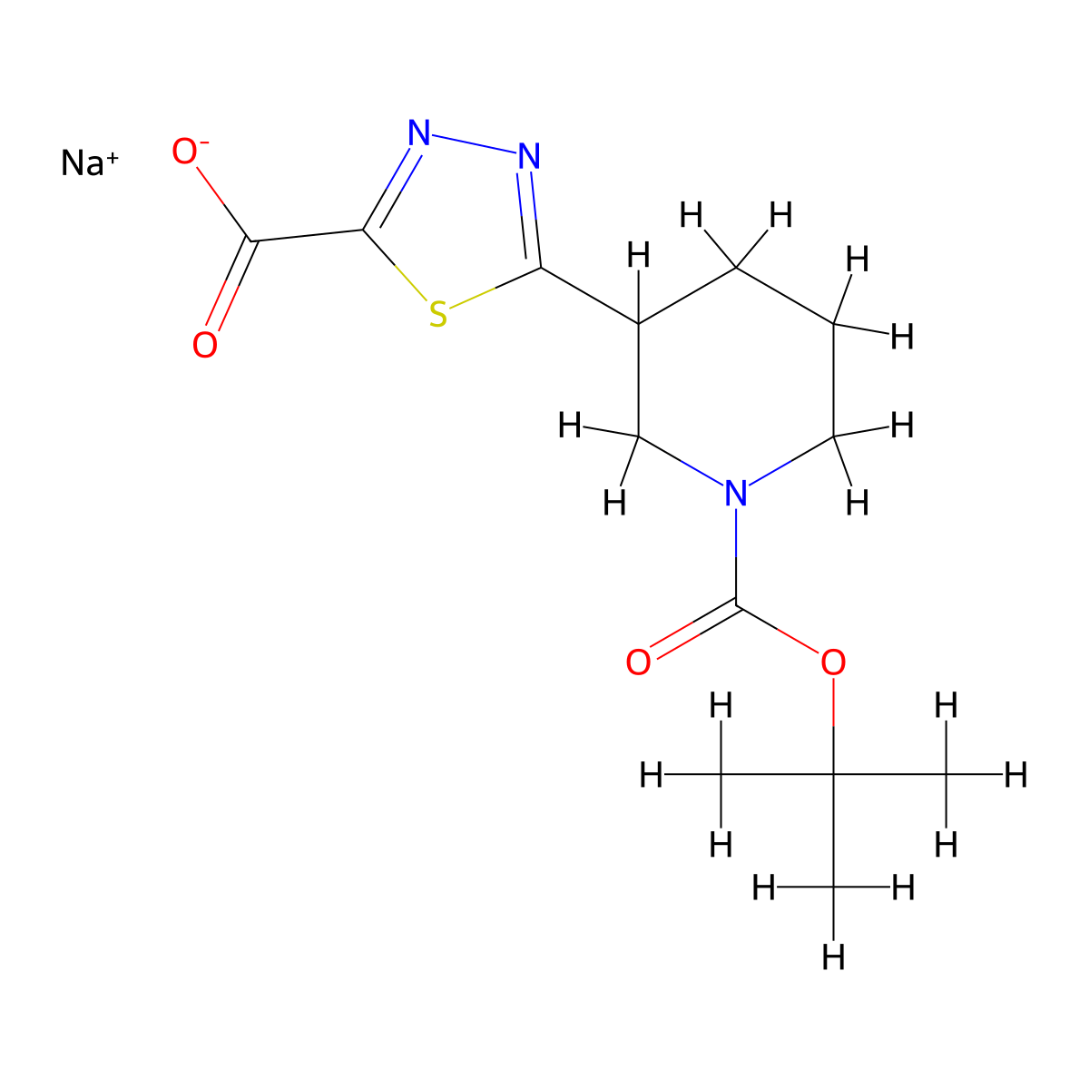 Sodium 5-{1-[(tert-butoxy)carbonyl]piperidin-3-yl}-1,3,4-thiadiazole-2-carboxylate molecular structure, CAS 2445792-76-5