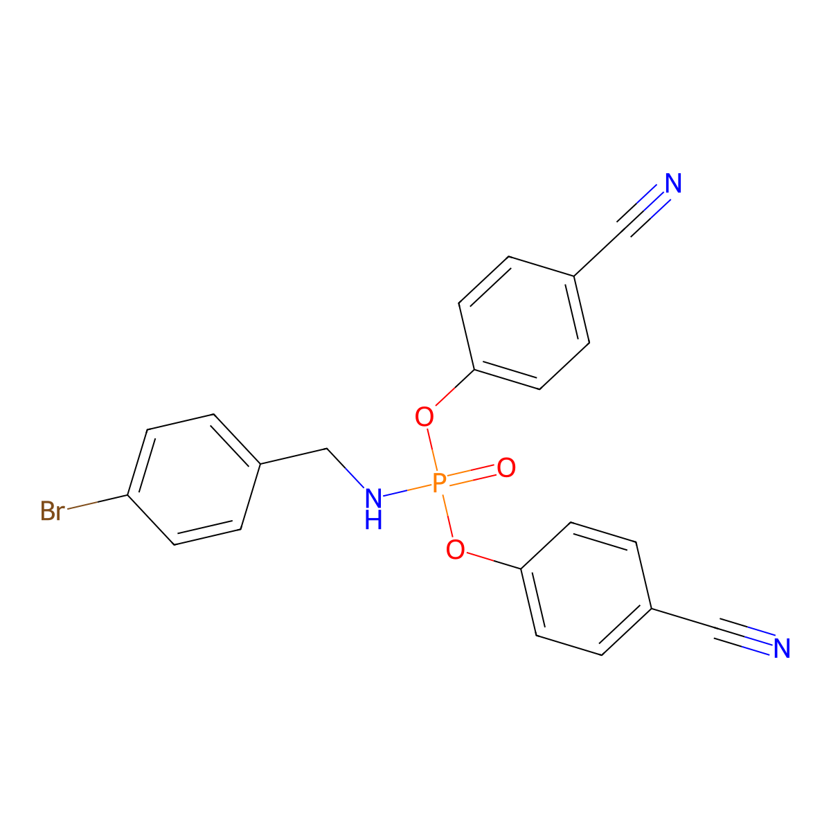 4-[({[(4-Bromophenyl)methyl]amino}(4-cyanophenoxy)phosphoryl)oxy]benzonitrile molecular structure, CAS 2445792-91-4