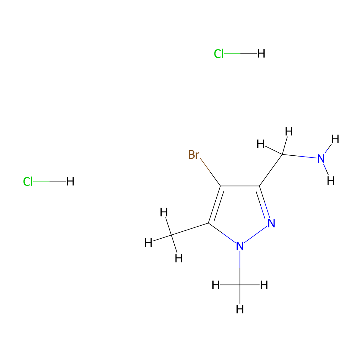 (4-Bromo-1,5-dimethylpyrazol-3-yl)methanamine;dihydrochloride molecular structure, CAS 2445792-92-5