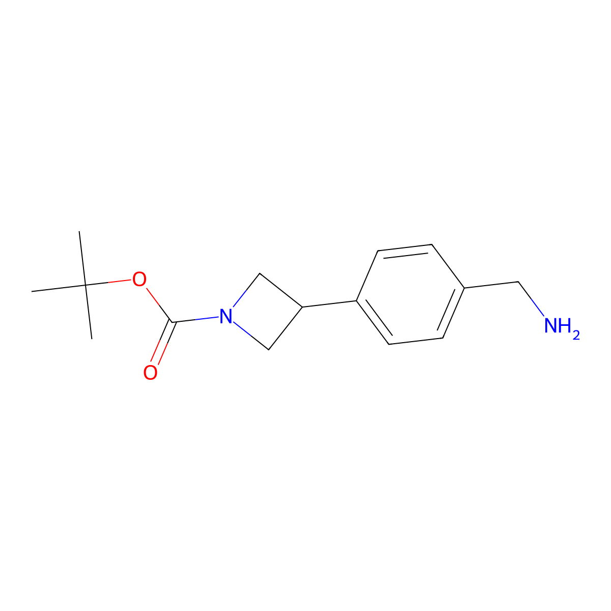 Tert-butyl 3-(4-(aminomethyl)phenyl)azetidine-1-carboxylate molecular structure, CAS 2445792-94-7