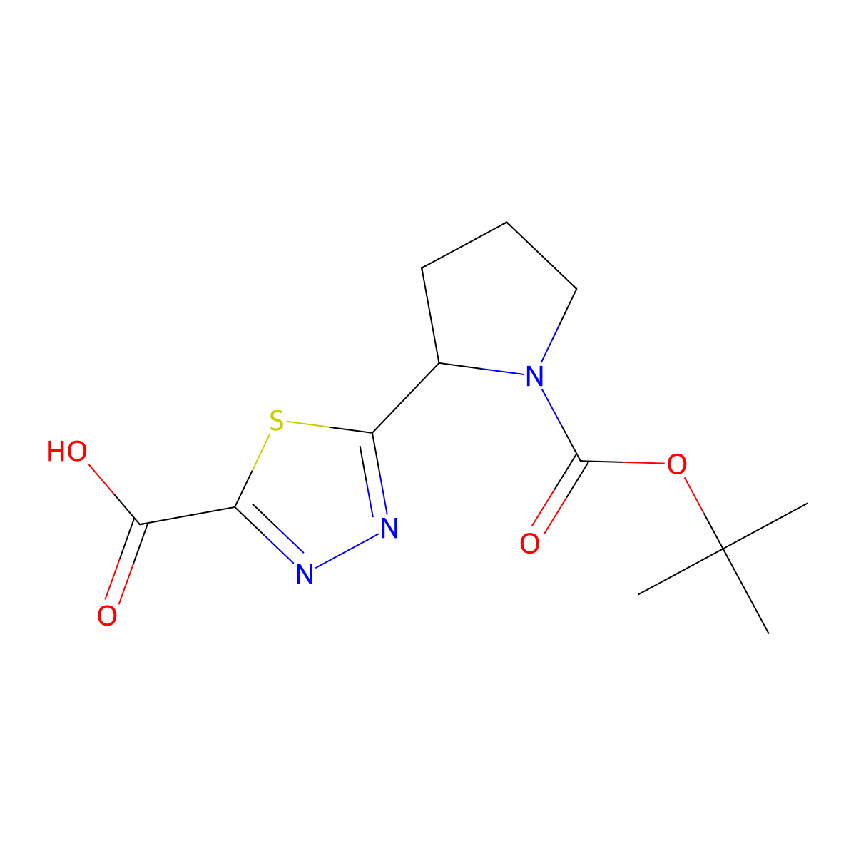 5-{1-[(Tert-butoxy)carbonyl]pyrrolidin-2-yl}-1,3,4-thiadiazole-2-carboxylic acid molecular structure, CAS 2445793-05-3