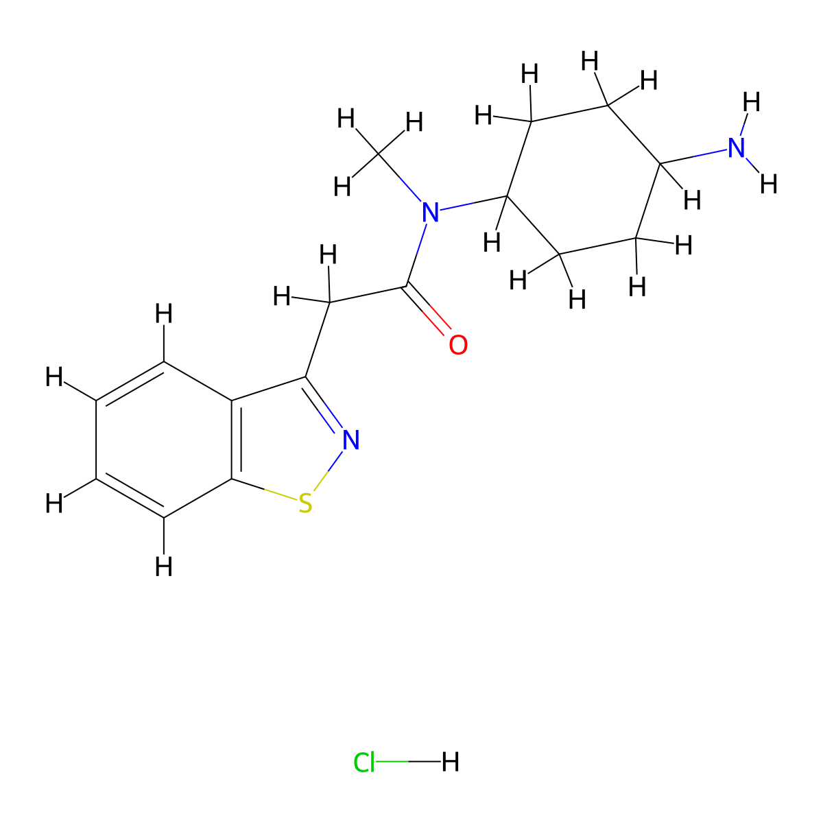 N-(4-aminocyclohexyl)-2-(1,2-benzothiazol-3-yl)-N-methylacetamide hydrochloride molecular structure, CAS 2445793-50-8