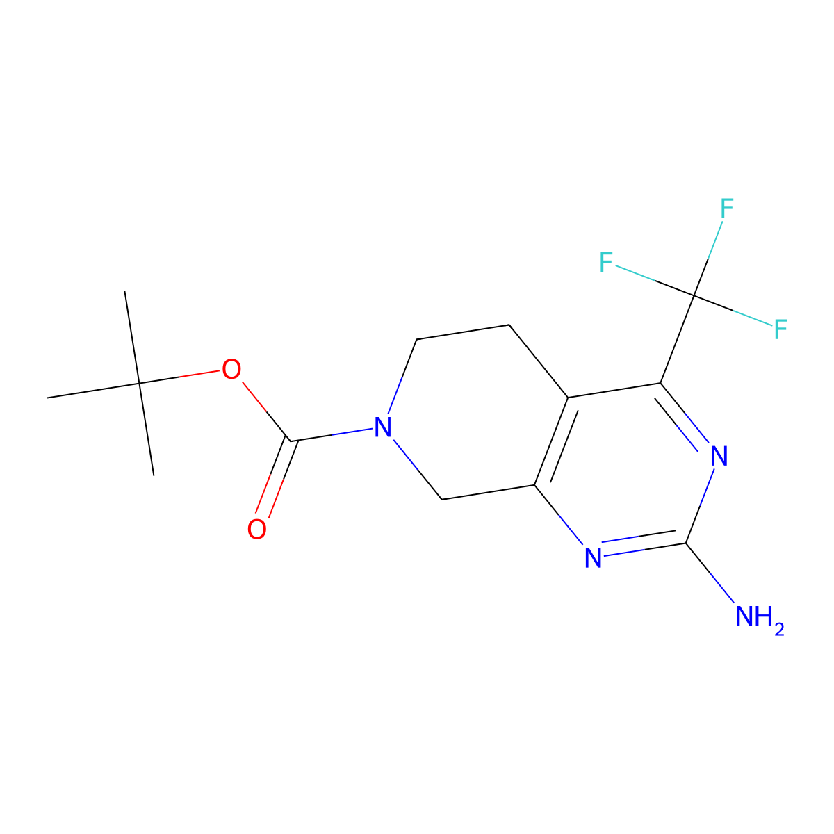 tert-butyl2-amino-4-(trifluoromethyl)-5H,6H,7H,8H-pyrido[3,4-d]pyrimidine-7-carboxylate molecular structure, CAS 2445793-66-6