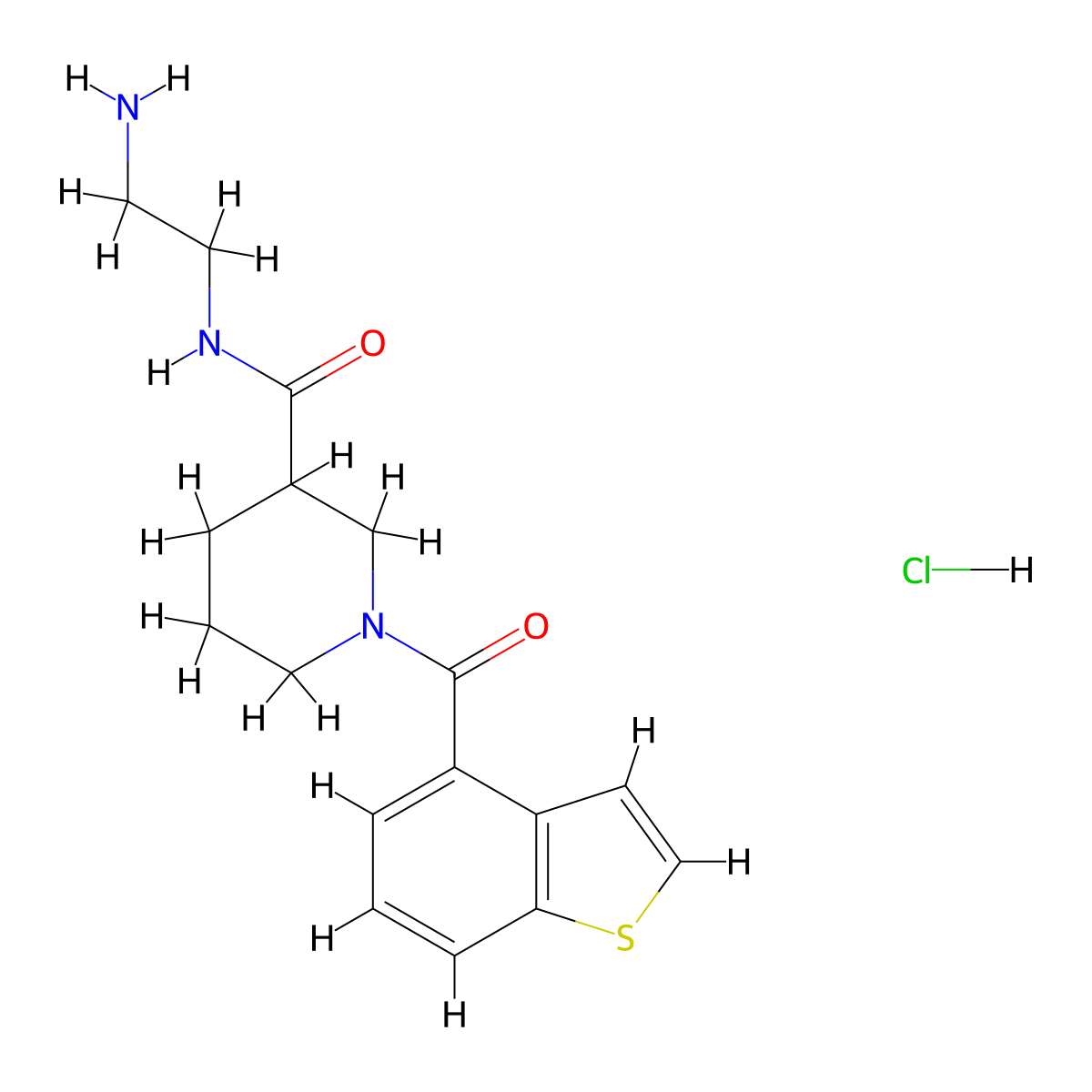N-(2-aminoethyl)-1-(1-benzothiophene-4-carbonyl)piperidine-3-carboxamide hydrochloride molecular structure, CAS 2445793-69-9