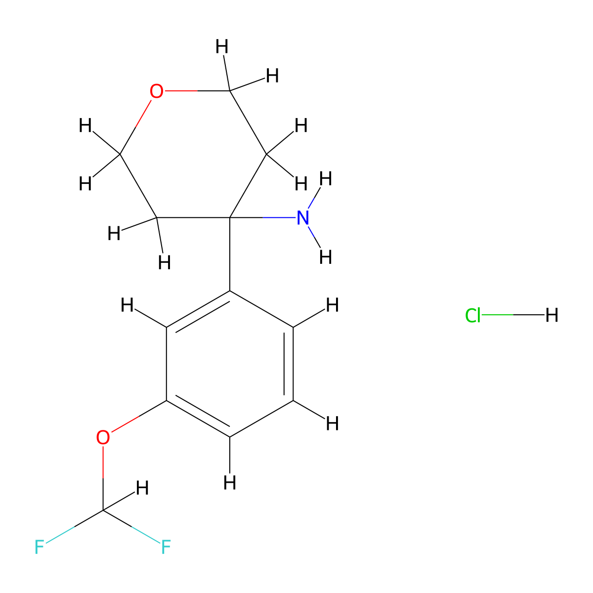 4-(3-(Difluoromethoxy)phenyl)oxan-4-amine hydrochloride molecular structure, CAS 2445793-70-2