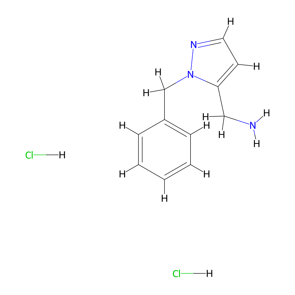 1-(1-benzyl-1H-pyrazol-5-yl)methanaminedihydrochloride molecular structure, CAS 2445794-05-6