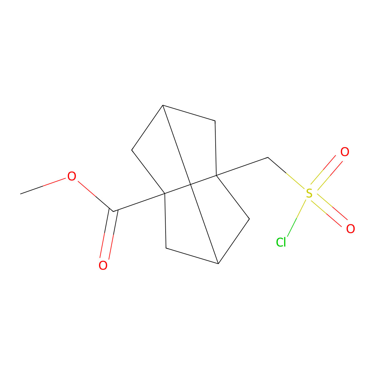 Methyl 5-((chlorosulfonyl)methyl)tricyclo(3.3.0.0,3,7)octane-1-carboxylate molecular structure, CAS 2445794-53-4
