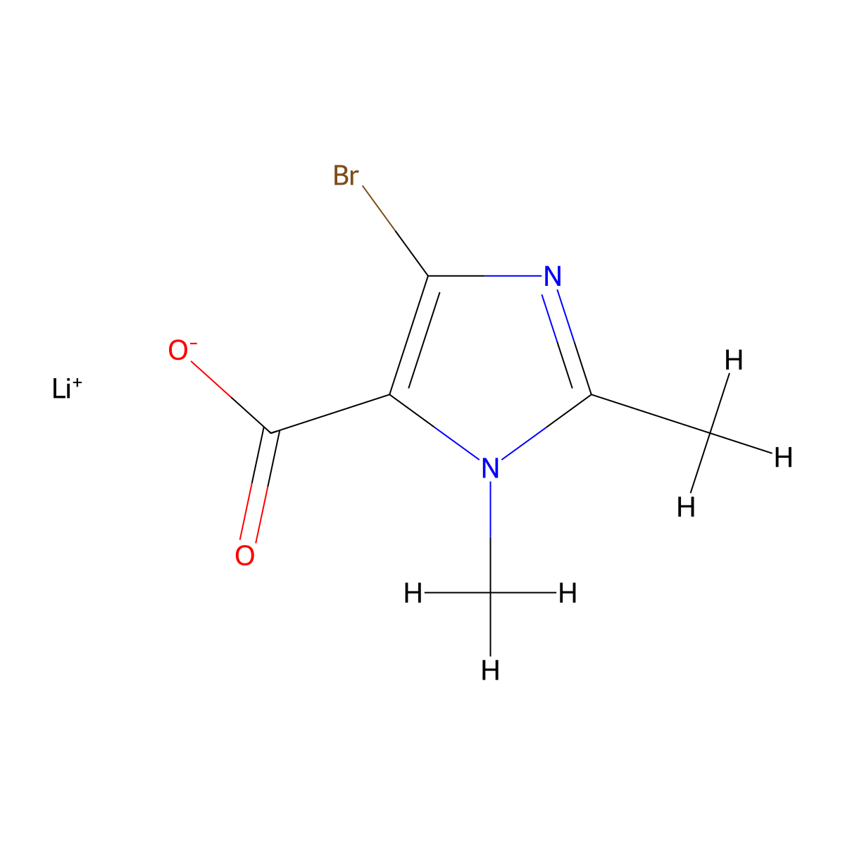 lithium(1+) 4-bromo-1,2-dimethyl-1H-imidazole-5-carboxylate molecular structure, CAS 2445794-59-0