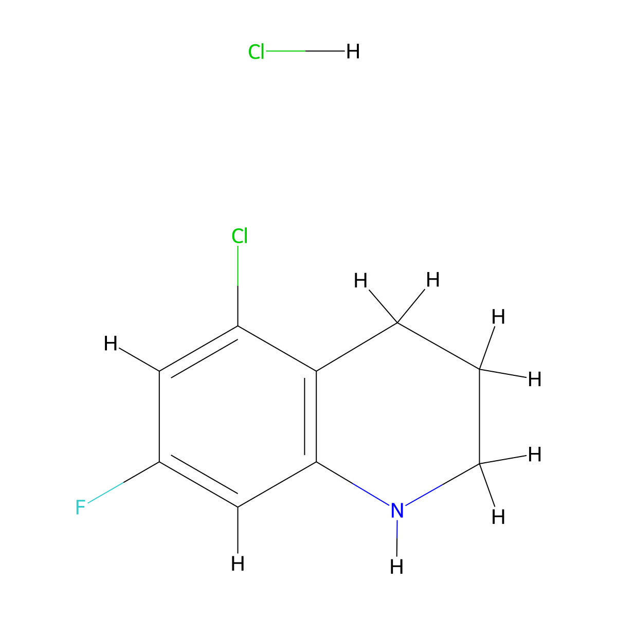 5-Chloro-7-fluoro-1,2,3,4-tetrahydroquinoline hydrochloride molecular structure, CAS 2445794-74-9