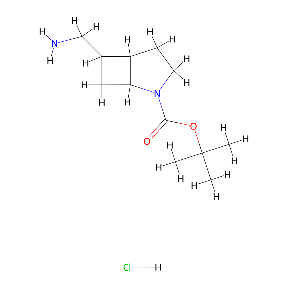 Tert-butyl 6-(aminomethyl)-2-azabicyclo[3.2.0]heptane-2-carboxylate hydrochloride molecular structure, CAS 2445794-76-1