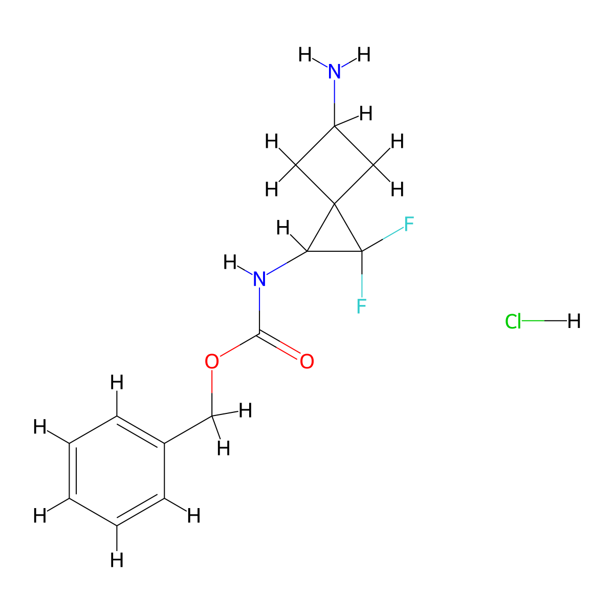 benzyl N-{5-amino-2,2-difluorospiro[2.3]hexan-1-yl}carbamate hydrochloride molecular structure, CAS 2445794-81-8