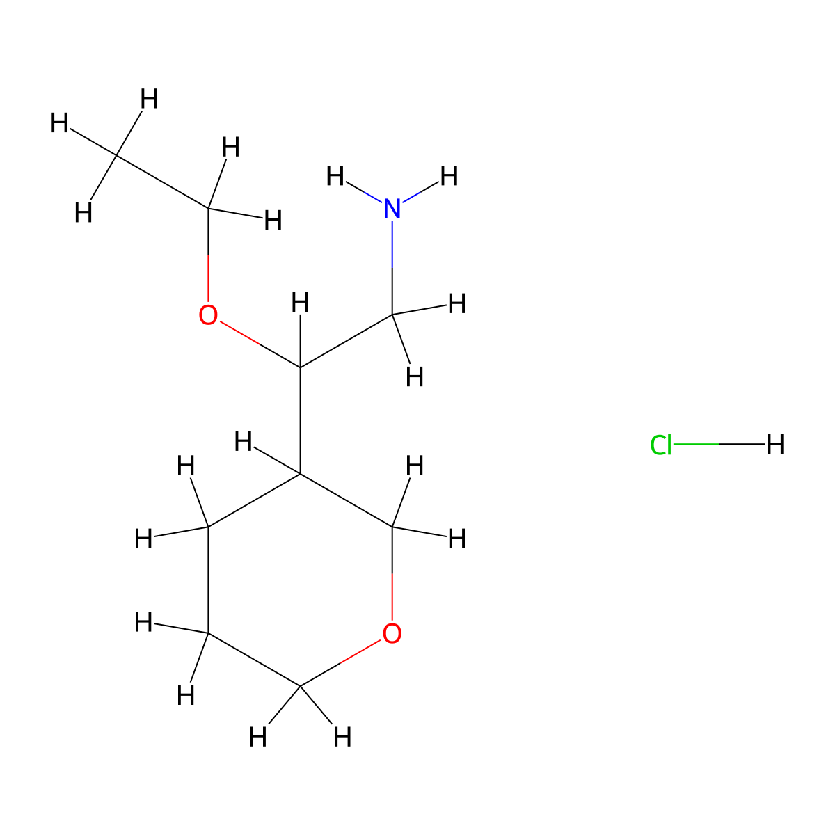 2-Ethoxy-2-(oxan-3-yl)ethan-1-amine hydrochloride molecular structure, CAS 2445794-86-3