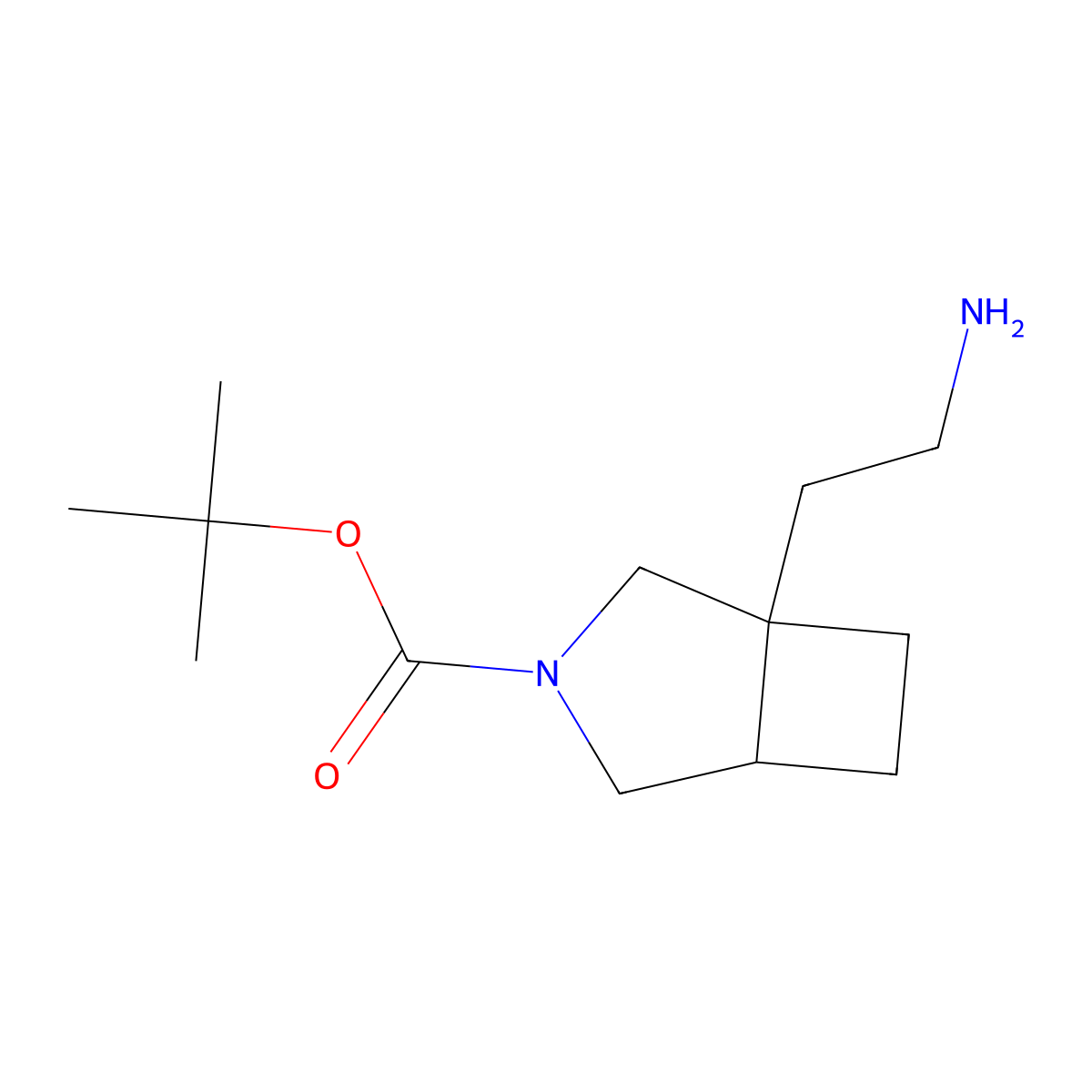 Tert-butyl 1-(2-aminoethyl)-3-azabicyclo(3.2.0)heptane-3-carboxylate molecular structure, CAS 2445800-60-0
