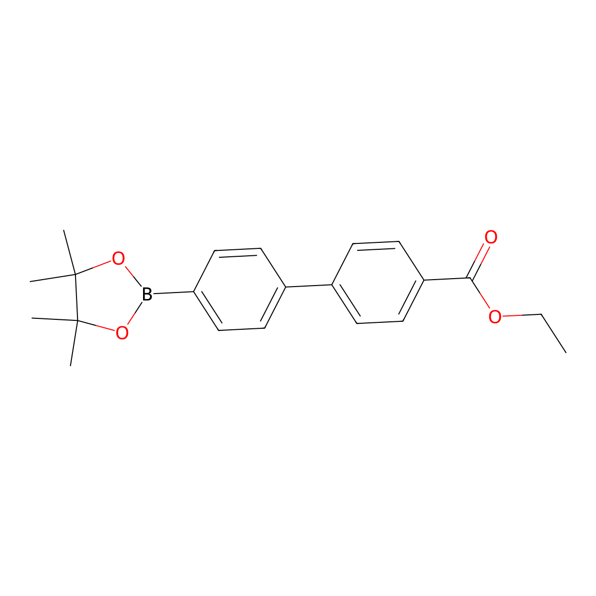 Ethyl 4'-(4,4,5,5-tetramethyl-1,3,2-dioxaborolan-2-yl)-[1,1'-biphenyl]-4-carboxylate molecular structure, CAS 2445899-37-4