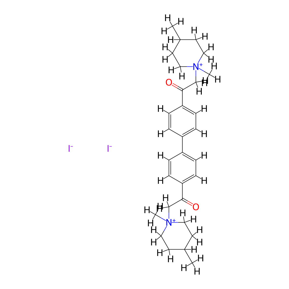 4-Pipecolinium, 1,1'-(4,4'-biphenylylenebis(2-oxoethylene))bis(1-methyl-, diiodide molecular structure, CAS 24459-79-8