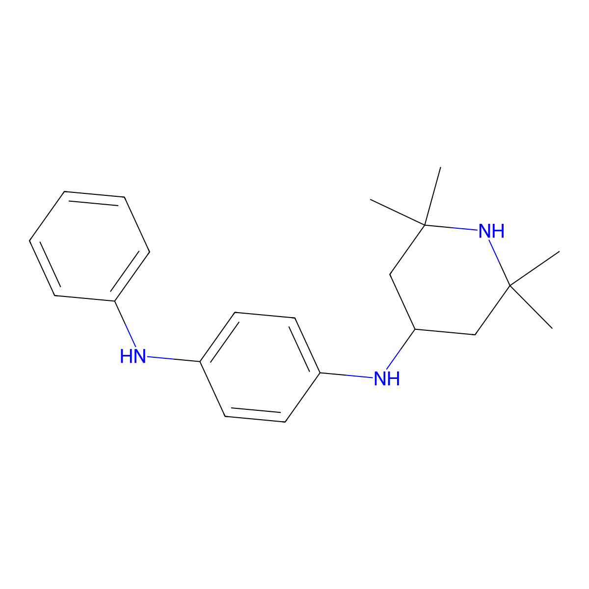 4-N-phenyl-1-N-(2,2,6,6-tetramethylpiperidin-4-yl)benzene-1,4-diamine molecular structure, CAS 24459-88-9