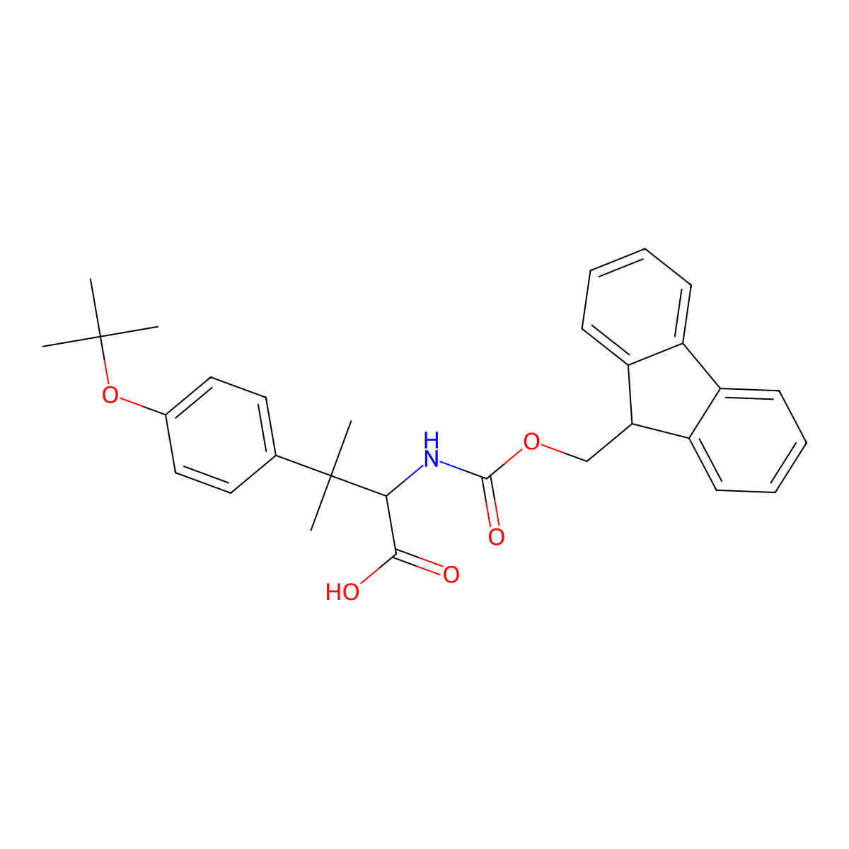 2-(9H-Fluoren-9-ylmethoxycarbonylamino)-3-methyl-3-[4-[(2-methylpropan-2-yl)oxy]phenyl]butanoic acid molecular structure, CAS 2446027-07-0