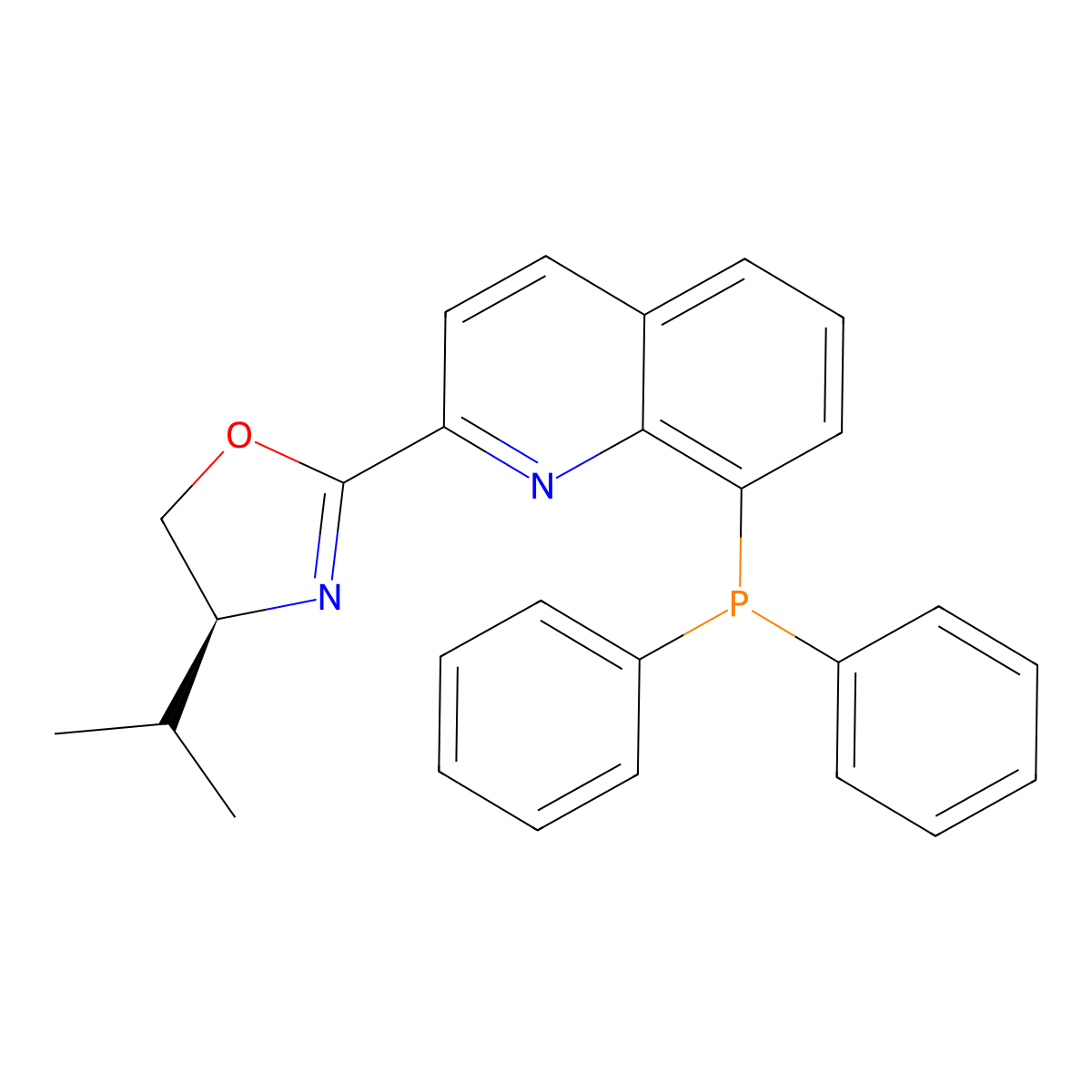 (S)-2-(8-(Diphenylphosphanyl)quinolin-2-yl)-4-isopropyl-4,5-dihydrooxazole molecular structure, CAS 244610-26-2