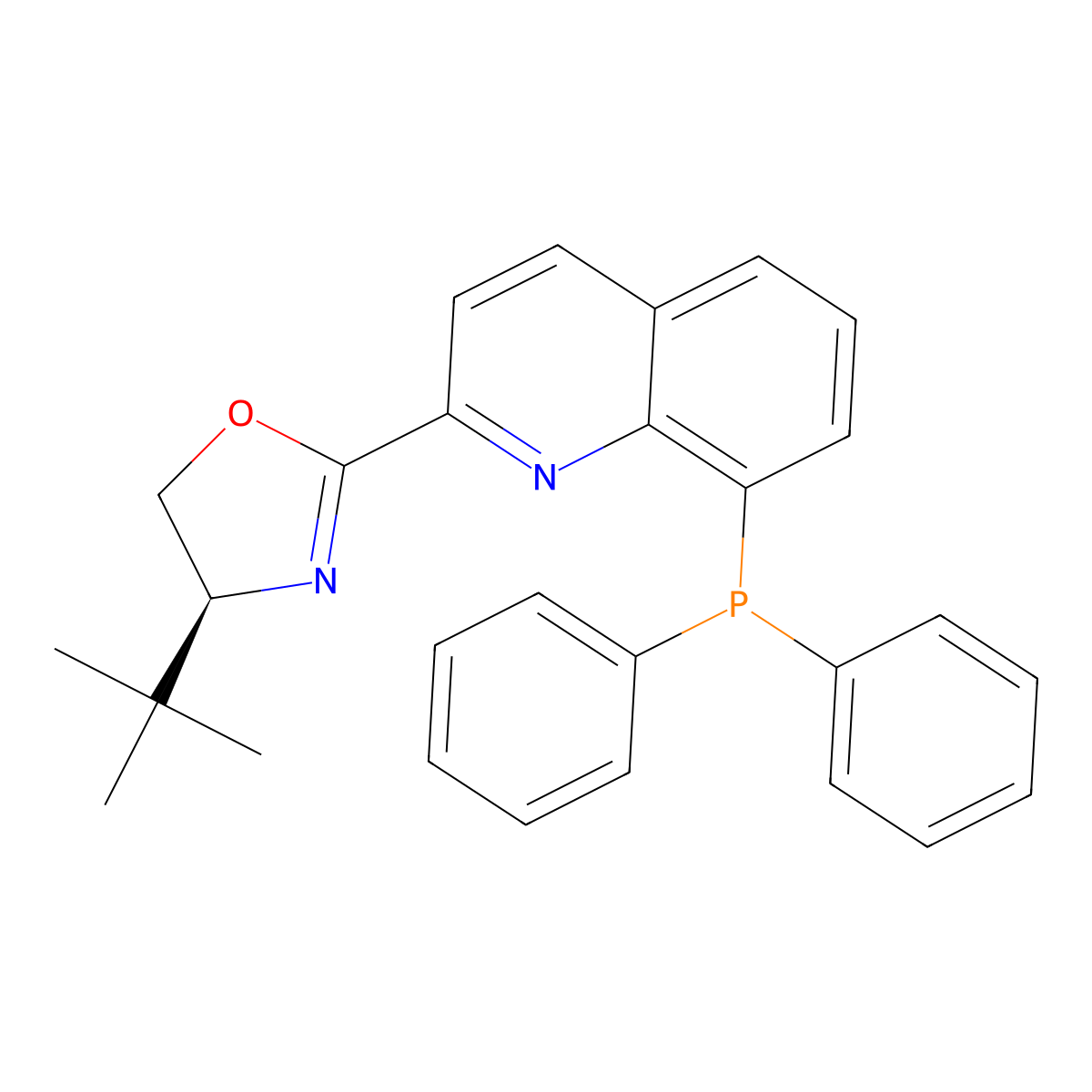 (S)-4-(tert-Butyl)-2-(8-(diphenylphosphanyl)quinolin-2-yl)-4,5-dihydrooxazole molecular structure, CAS 244610-28-4