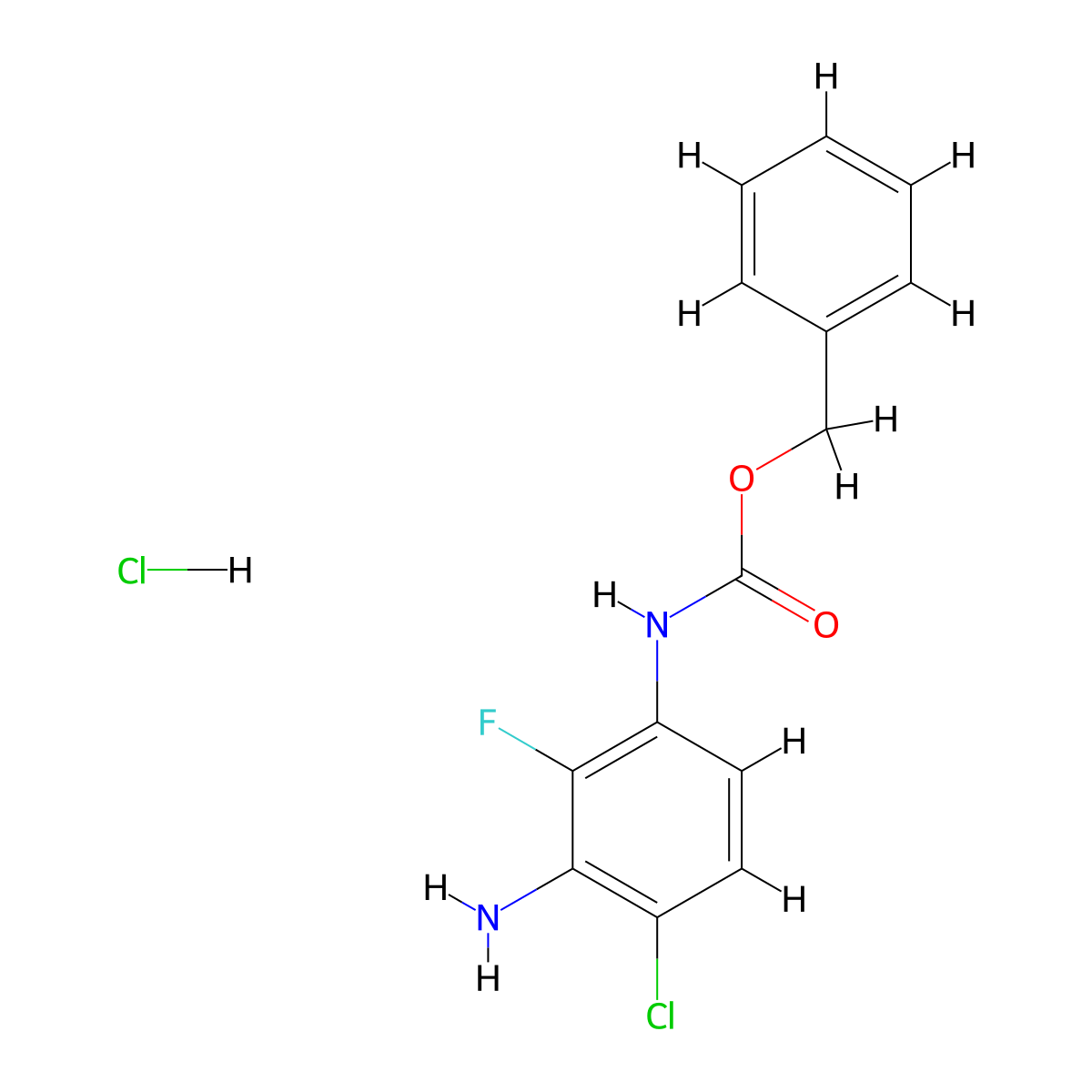 Benzyl (3-amino-4-chloro-2-fluorophenyl)carbamate hydrochloride molecular structure, CAS 2446211-49-8