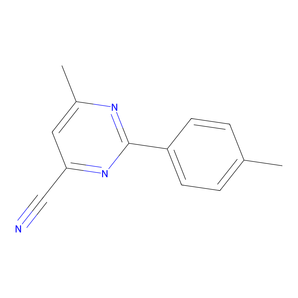 6-Methyl-2-(4-methylphenyl)pyrimidine-4-carbonitrile molecular structure, CAS 2446249-90-5