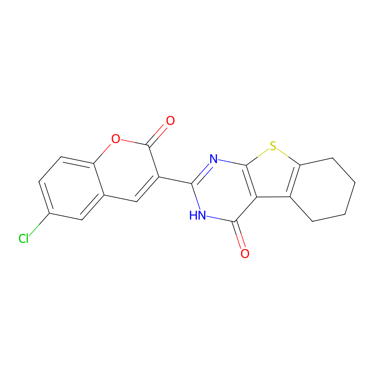 2-(6-chloro-2-oxo-2H-chromen-3-yl)-5,6,7,8-tetrahydro[1]benzothieno[2,3-d]pyrimidin-4(3H)-one molecular structure, CAS 244626-67-3