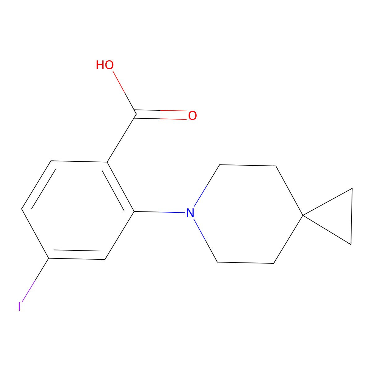 4-Iodo-2-(6-azaspiro[2.5]octan-6-yl)benzoic Acid molecular structure, CAS 2446342-09-0