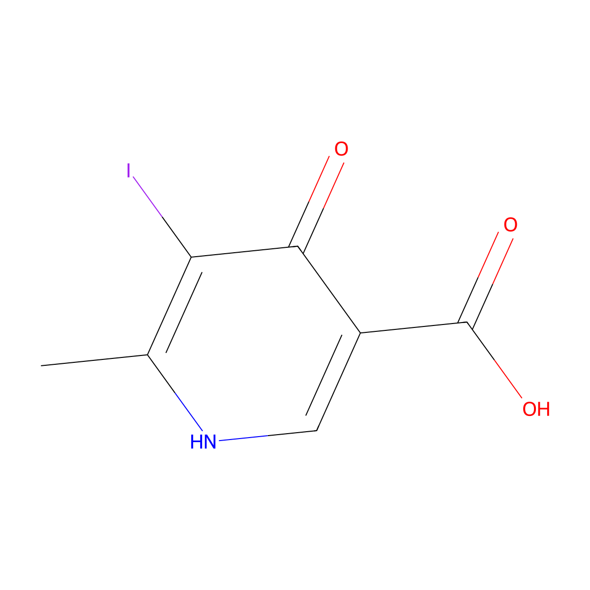 5-Iodo-6-methyl-4-oxo-1,4-dihydropyridine-3-carboxylic acid molecular structure, CAS 244638-94-6