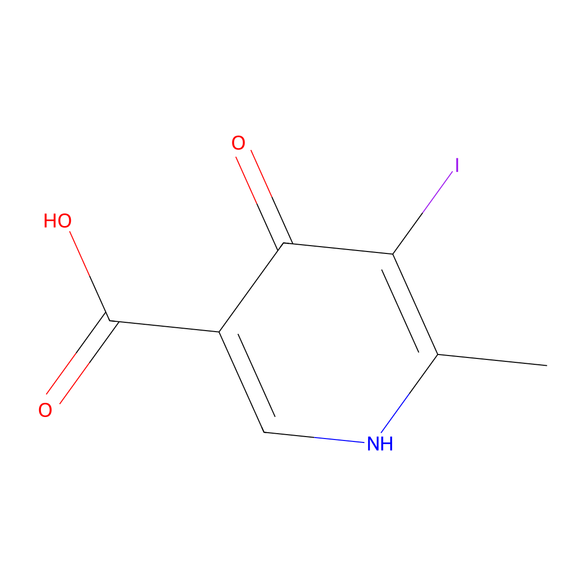 5-Iodo-6-methyl-4-oxo-1,4-dihydropyridine-3-carboxylic acid molecular structure, CAS 244638-94-6