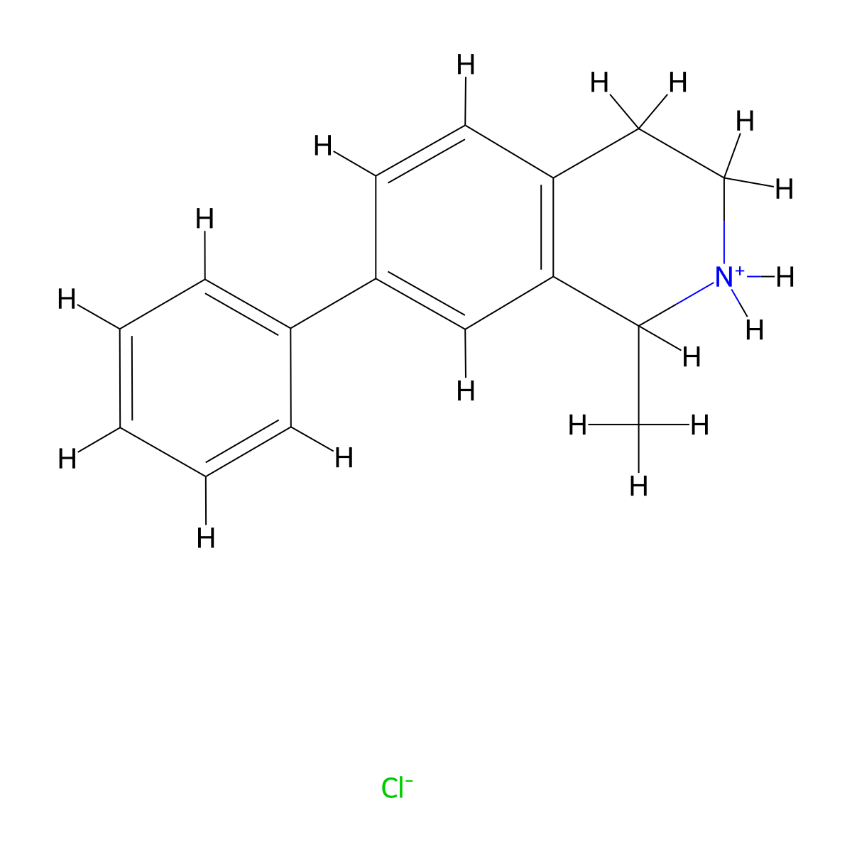 Isoquinoline, 1,2,3,4-tetrahydro-1-methyl-7-phenyl-, hydrochloride (1:1) molecular structure, CAS 24464-14-0