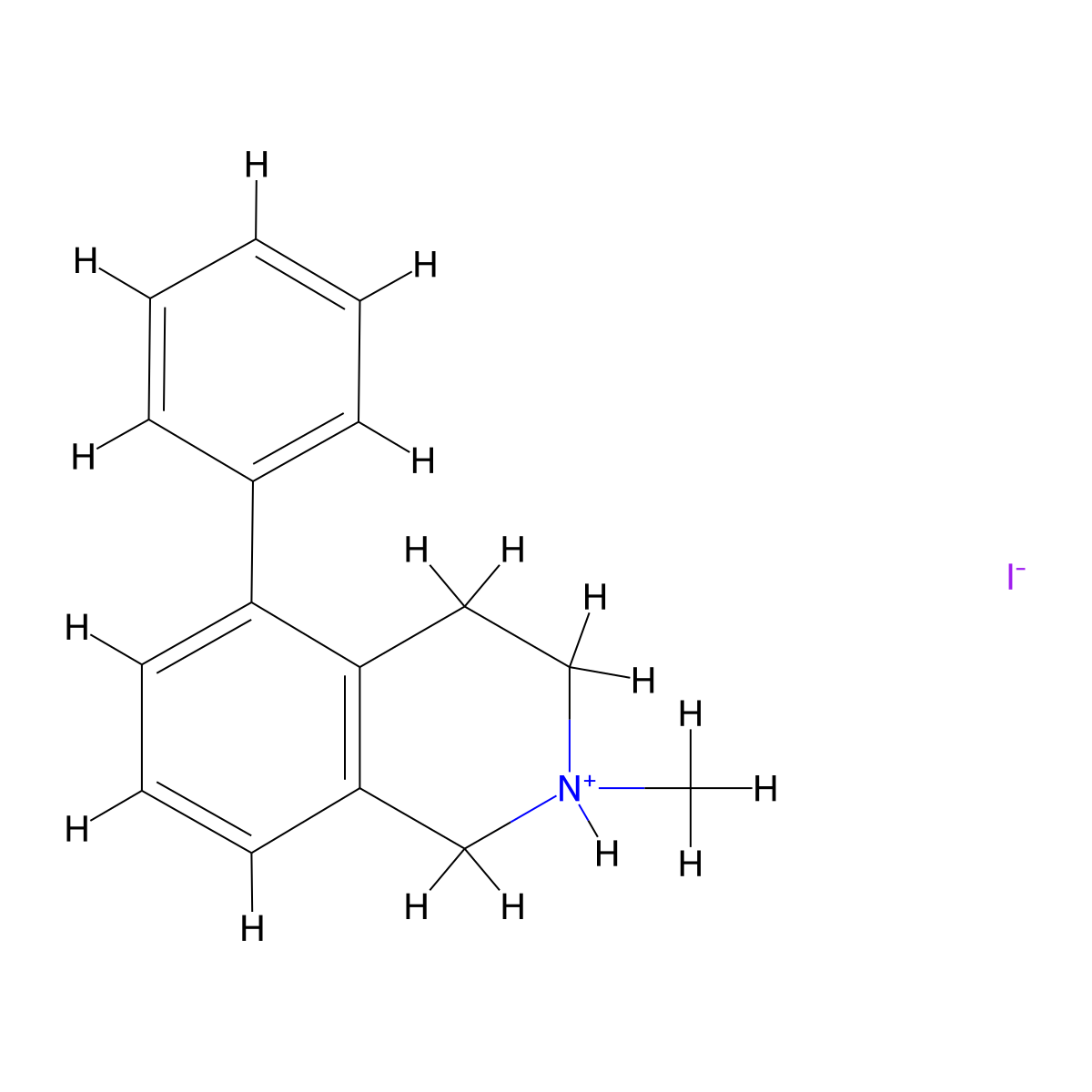 Isoquinoline, 1,2,3,4-tetrahydro-2-methyl-5-phenyl-, hydriodide molecular structure, CAS 24464-18-4