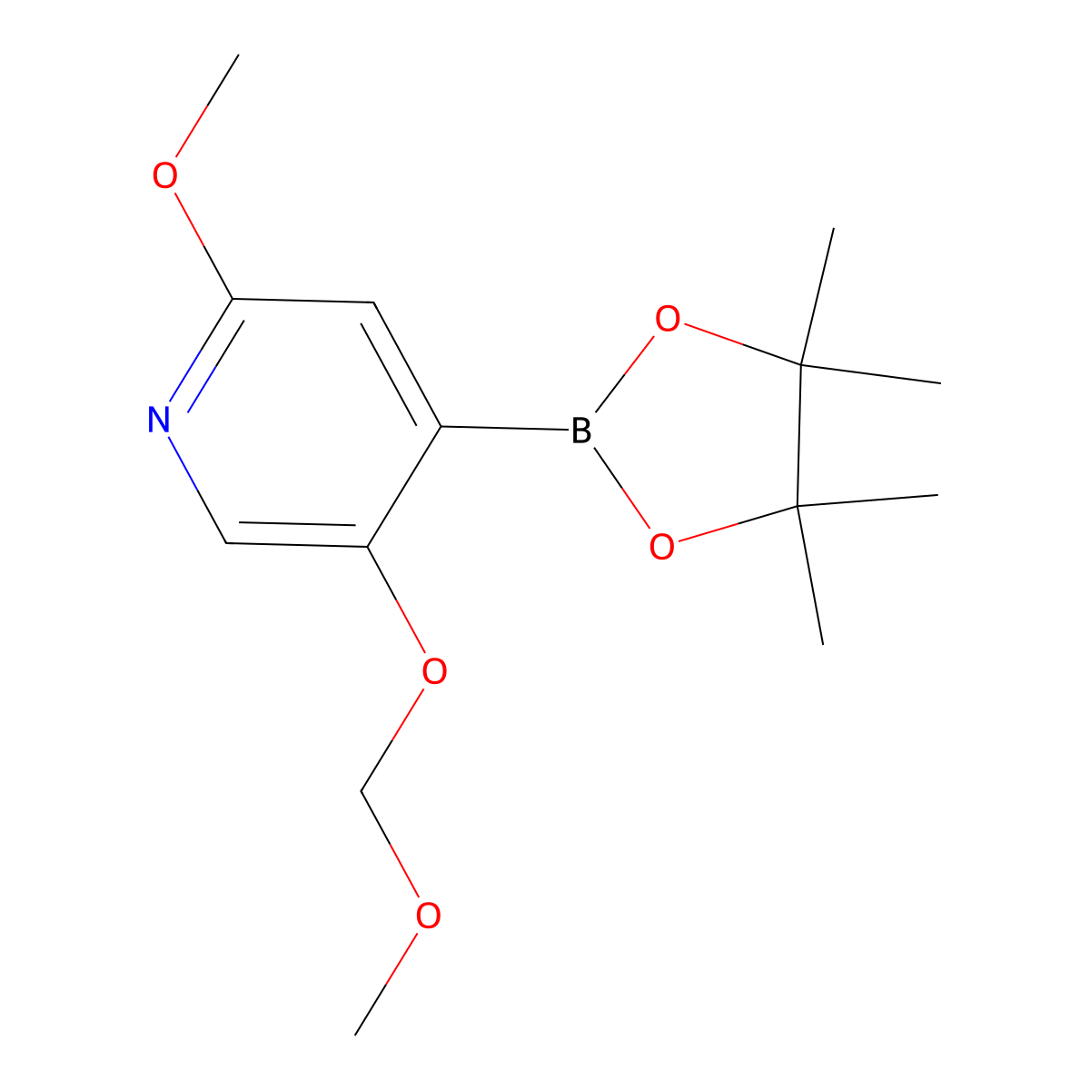 2-Methoxy-5-(methoxymethoxy)-4-(4,4,5,5-tetramethyl-1,3,2-dioxaborolan-2-yl)pyridine molecular structure, CAS 2446441-35-4