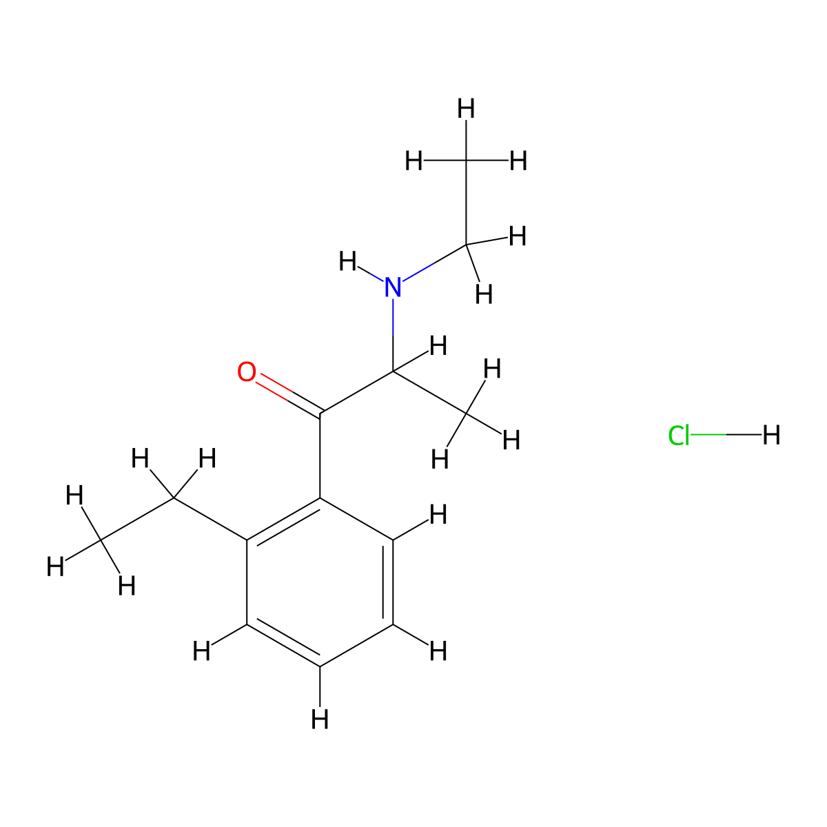 2-(Ethylamino)-1-(2-ethylphenyl)propan-1-one,monohydrochloride molecular structure, CAS 2446466-59-5