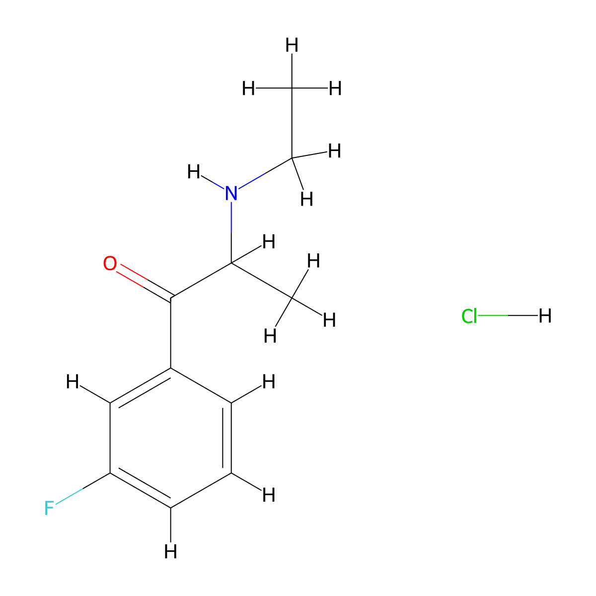 3-Fluoroethcathinone hydrochloride molecular structure, CAS 2446466-64-2
