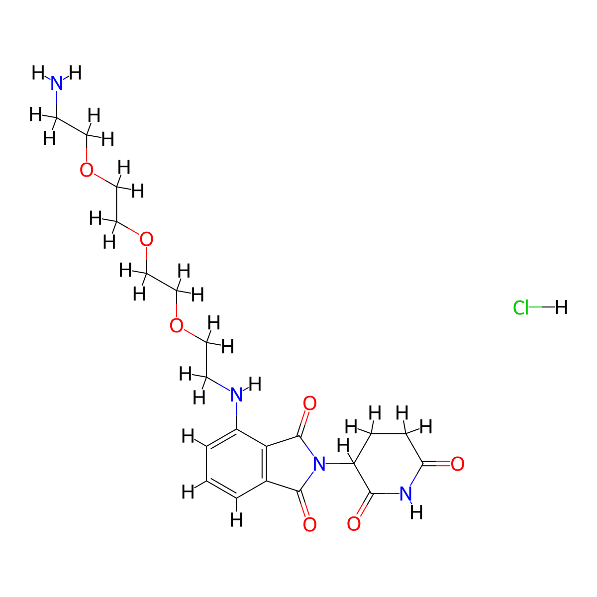 4-((2-(2-(2-(2-Aminoethoxy)ethoxy)ethoxy)ethyl)amino)-2-(2,6-dioxopiperidin-3-yl)isoindoline-1,3-dione hydrochloride molecular structure, CAS 2446474-09-3
