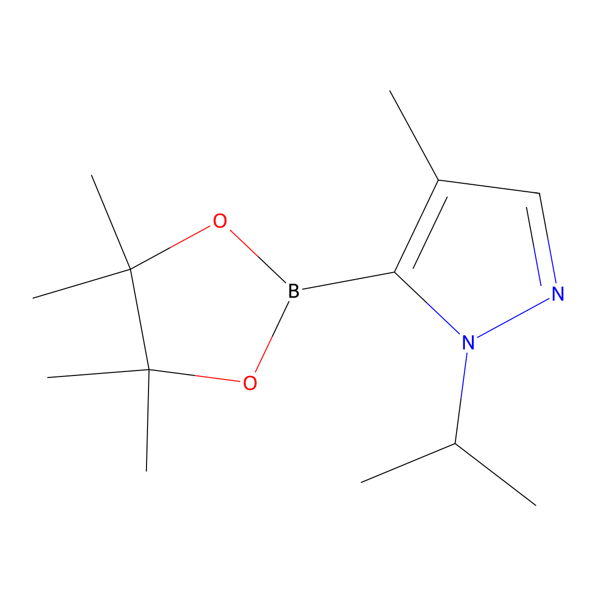 1-Isopropyl-4-methyl-5-(4,4,5,5-tetramethyl-1,3,2-dioxaborolan-2-yl)-1H-pyrazole molecular structure, CAS 2446483-84-5