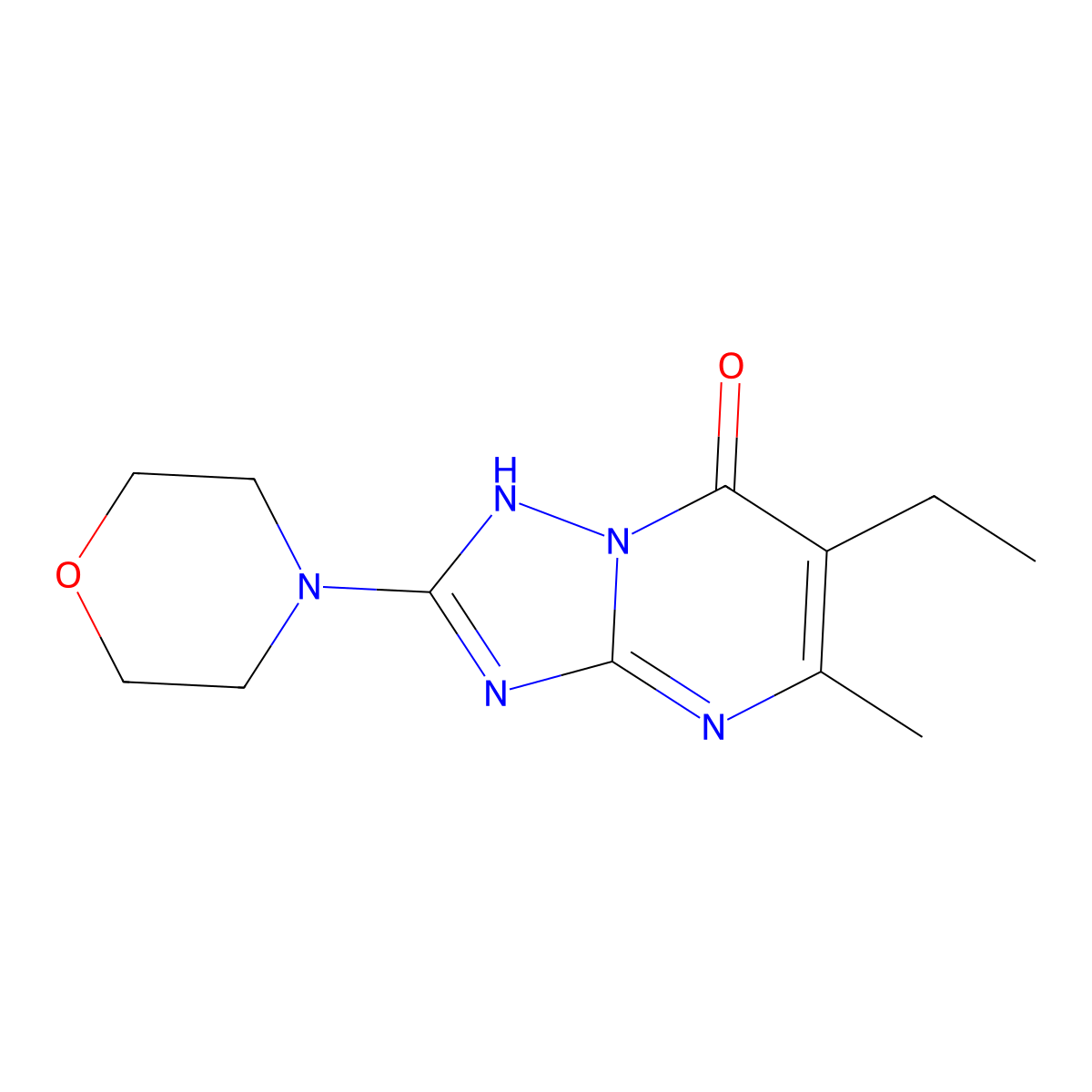 6-Ethyl-5-methyl-2-morpholin-4-yl[1,2,4]triazolo[1,5-a]pyrimidin-7(4H)-one molecular structure, CAS 2446590-90-3